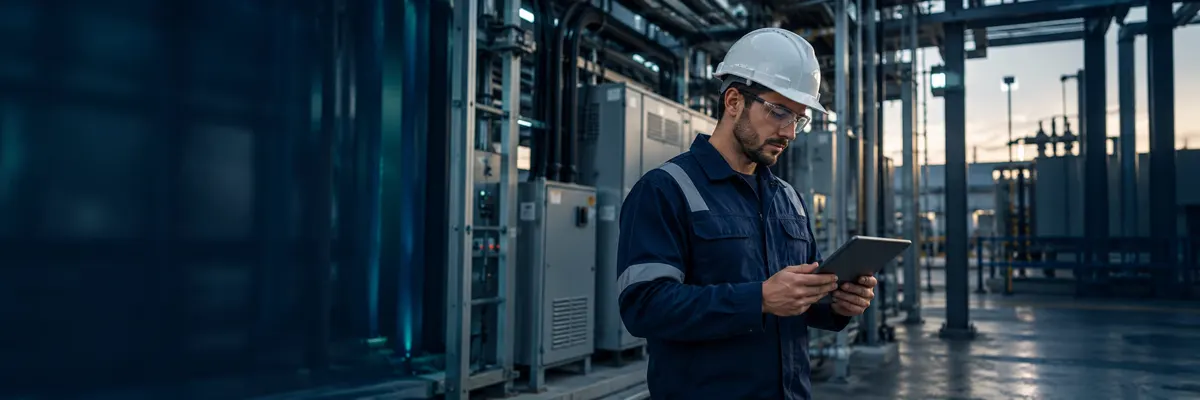 Técnico revisando mediciones en una tablet